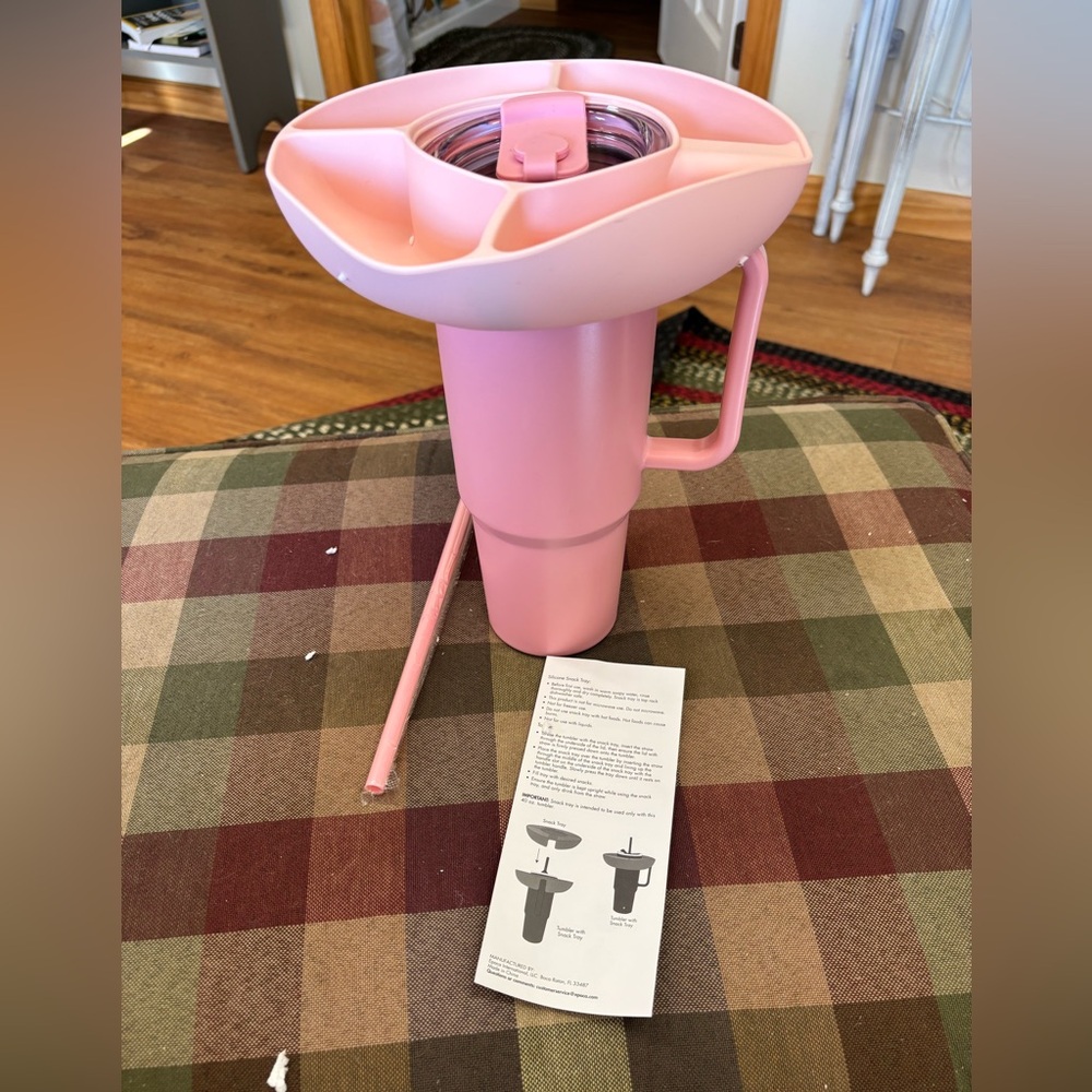 Pink Tumbler with Snack Tray